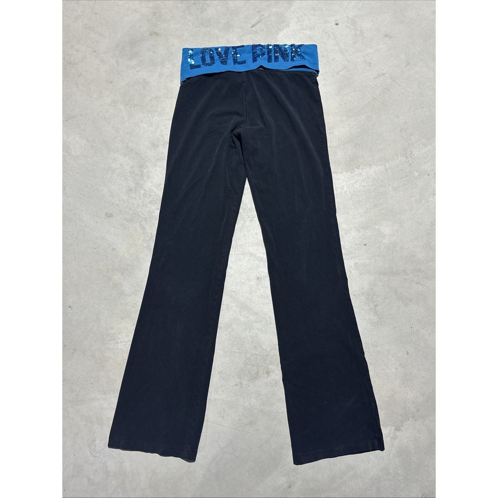 Victoria Secret Low Rise Y2K Yoga Flare Leg Pants Logo Thick Band Leggings S HTF